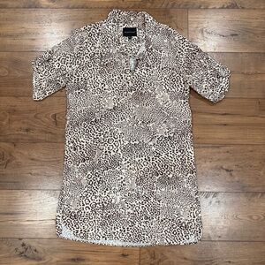 Velvet Heart Women's Cheetah Leopard Dress Sz M Short Sleeve Tan Brown
